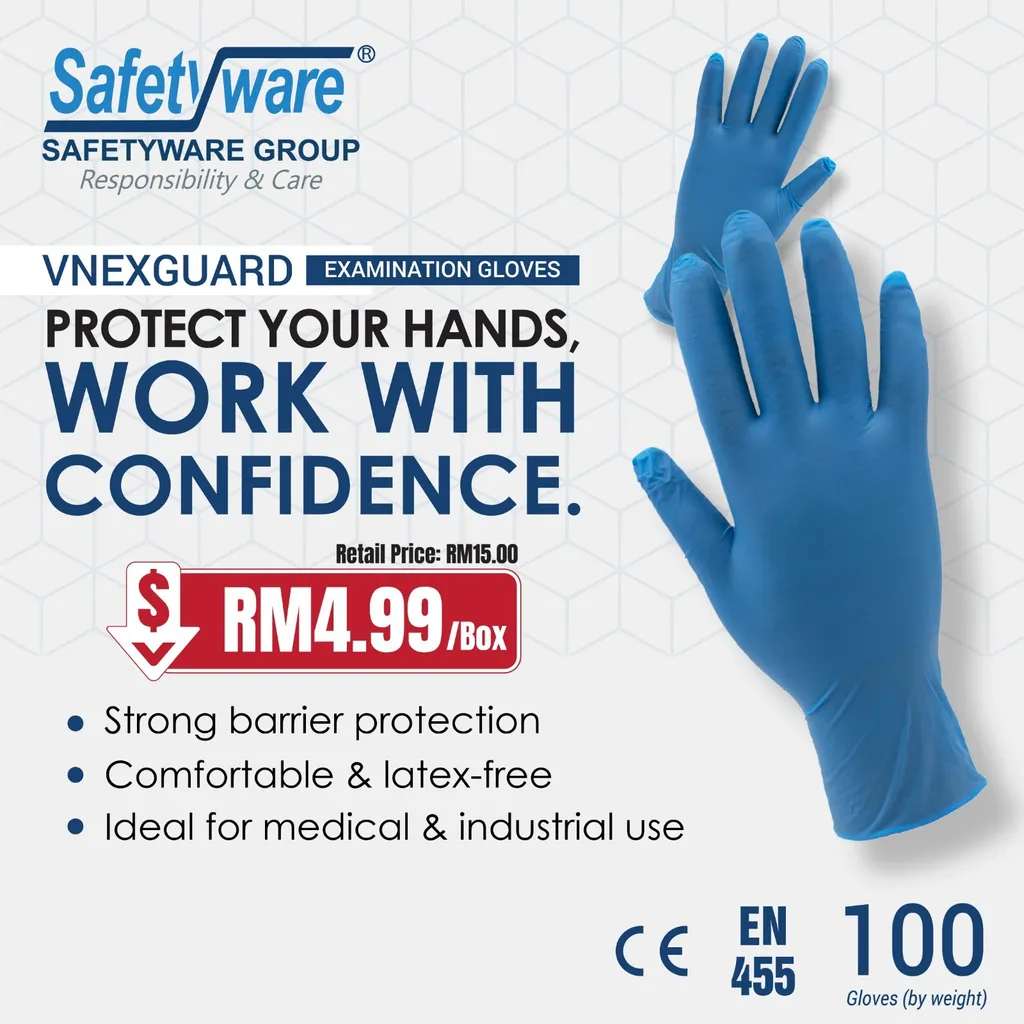 [VXNMG-BLU-SM] SAFETYWARE VXNMG VNEXGUARD 9" Powder Free Disposable PVC/Nitrile Blended Gloves (S)